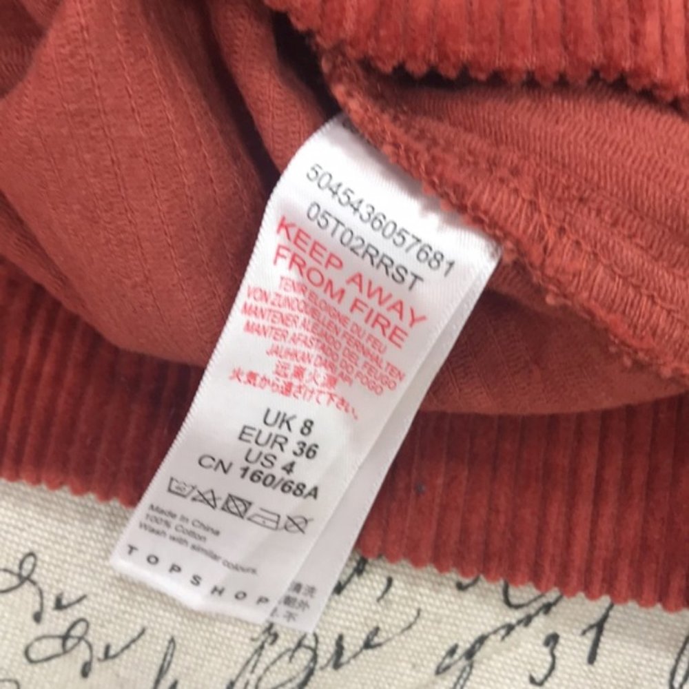 TOPSHOP Rust Corduroy Double Buckle Mini Skirt - Picture 7 of 7